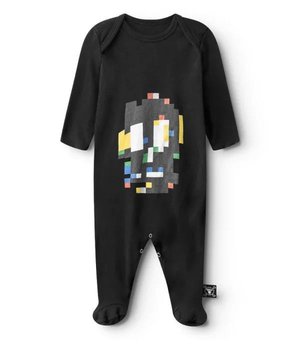 NUNUNU Pixel Skull Footed Overall