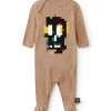 NUNUNU Pixel Skull Footed Overall