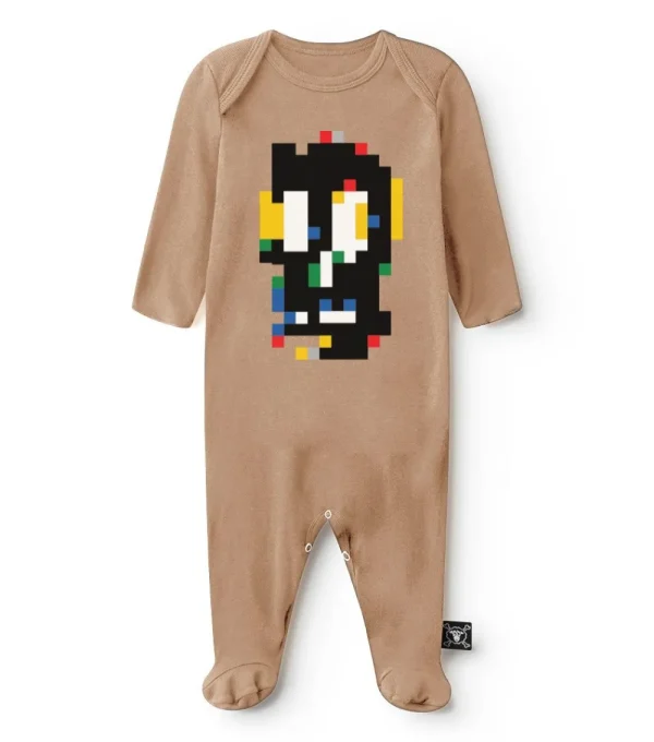 NUNUNU Pixel Skull Footed Overall