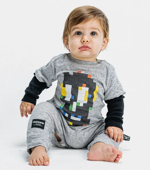 NUNUNU Soft Pixel Skull Overall