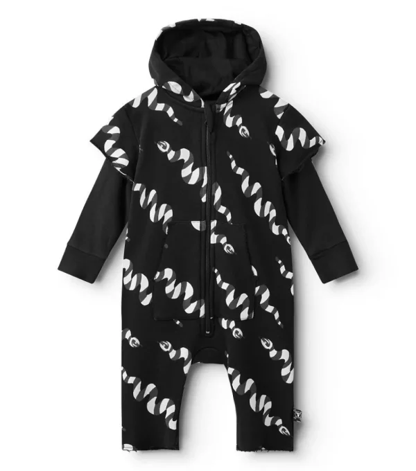 NUNUNU Stripey Snakes Hooded Overall