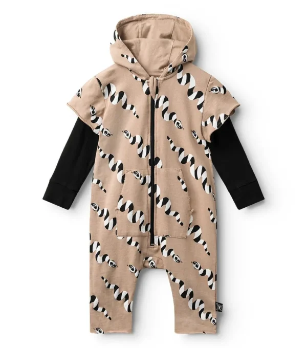 NUNUNU Stripey Snakes Hooded Overall