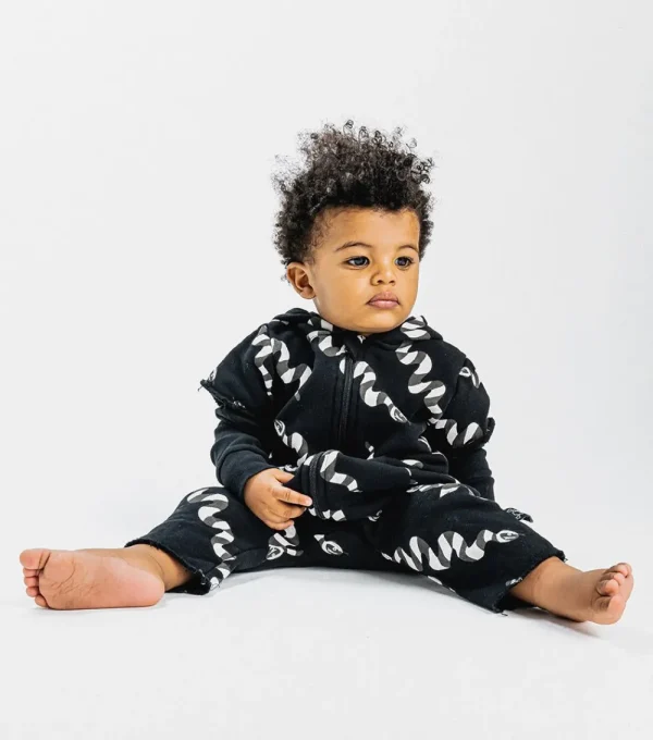 NUNUNU Stripey Snakes Hooded Overall